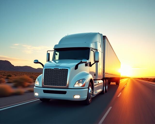 Modern logistics truck on high-speed highway